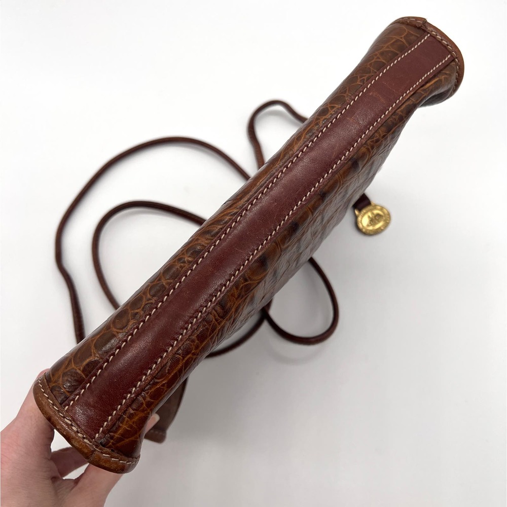 BRAHMIN Vintage Alligator Crossbody Bag Womens Brown Leather Embossed Crocodile - Picture 9 of 16